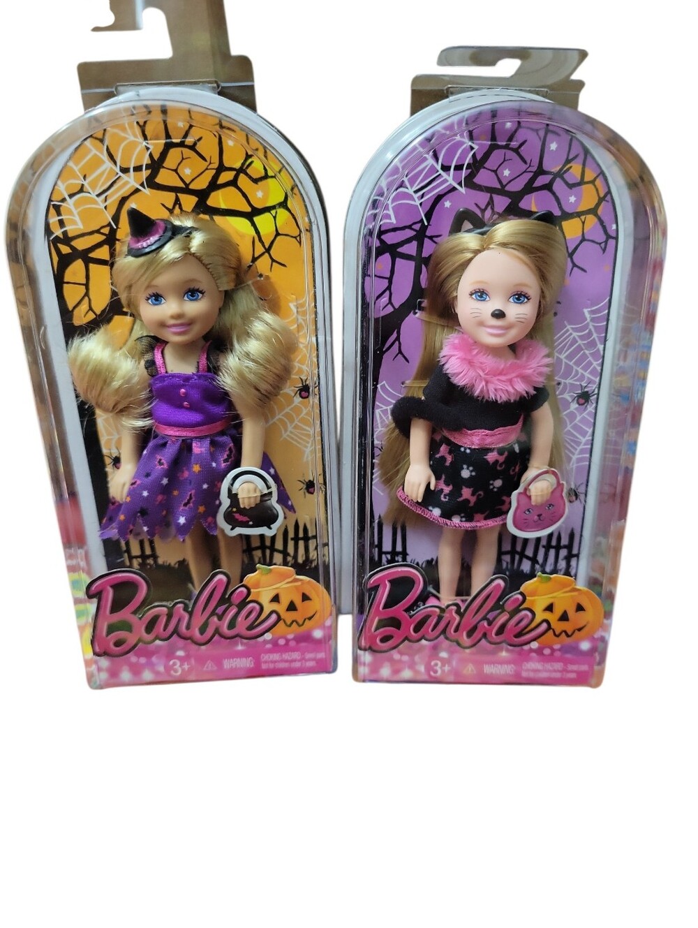 NIB Mattel Barbie Chelsea Halloween Doll Lot of 2 Little Witch & Black Cat 2013